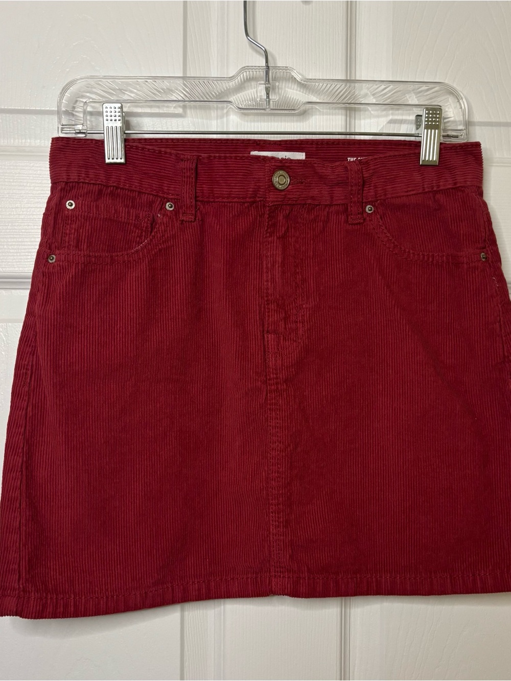 Kensie Red Corduroy Mini Skirt